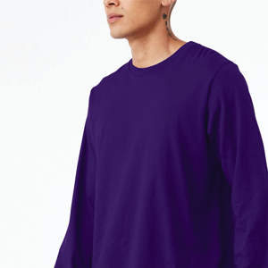 Team <b>Purple</b> Classic Crew Neck Unisex Long Sleeve <b>T</b>-<b>Shirt</b>: 100% Airlume Combed and Ring Spun Cotton, 32 Singles, 4.2 oz - Product Image 5
