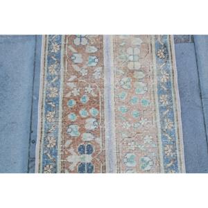 Alfombra Turca de Pasillo 1.6x5.5 pies (50x169 cm), Alfombra Azul Vintage Estilo Suroeste - Product Image 5