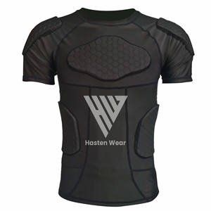 Custom Made Football Sports Protection Wear <b>Padded</b> Rash Guards Wholesale Cheap Price High Performance MMA Rash Guard - Product Image 5