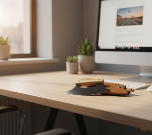 Couteau Ulu en acier inoxydable fait main, bol/planche à découper, 8,5 pouces x 9 pouces, ensemble de couteau en bouleau d'Alaska avec étui - Product Image 4