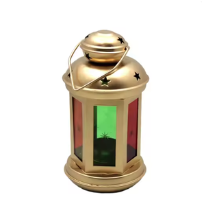 Hot Selling Retro <b>Moroccan</b> Lanterns Shiny Golden Candlelight Decorative Eid Gift in Stock-Ramadan Metal Lanterns - Product Image 5