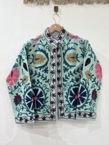 Veste en laine réversible en coton écologique brodée style bohème, manches longues, col rond, motif Suzani, vêtements d'extérieur pour femmes, style hiver - Product Image 2