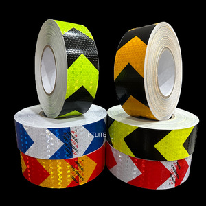 Honeycomb PVC Material Reflexivo Adesivo Temporário Aviso de Segurança Refletir Adesivo 5cm x 25m Amarelo Fita Reflectiva para Caminhão - Product Image 2