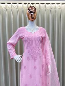 Top brodé en rayonne de créateur à la mode avec ensemble Plazo et Dupatta costume de travail en fil de coton ethnique indien pour vêtements de fête pour femmes - Product Image 3