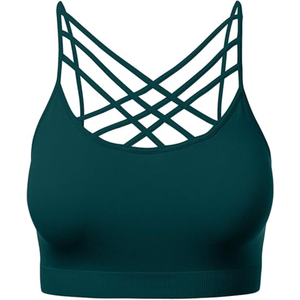 Sujetador deportivo con espalda descubierta para mujer con logotipo personalizado Sujetador deportivo de alta elasticidad Fitness Top Sujetador deportivo de yoga sin costuras para mujer - Product Image 1