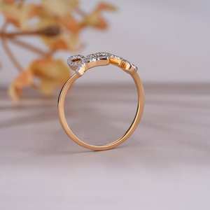 Moissanite natural escritura amor anillo 14K oro amarillo amor diseño anillo Moissanite natural hecho a mano amor carta oro anillo amor regalo - Product Image 3