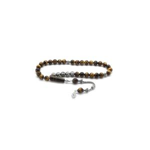 Argento Sterling 925 con nappe sfera tagliata occhio di tigre pietra naturale perline di preghiera con il nome scritto 101002010 - Product Image 2