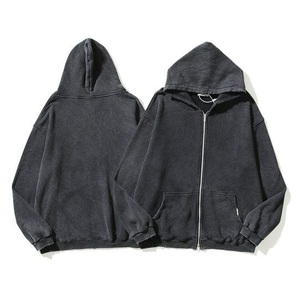 Sweat à capuche brodé zippé et lavé à l'acide de haute qualité, coupe boxy, bouffée surdimensionnée, motif polaire 3D XS, fabrication vérifiée - Product Image 4