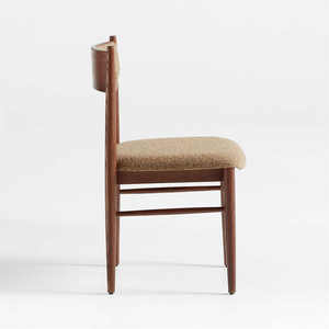 Silla de comedor sin brazos de madera de teca maciza antigua de mediados de siglo con respaldo para el hogar y la cocina comedor restaurante uso Japón - Product Image 4