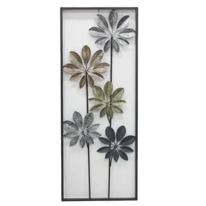 Long Lasting Indian Style Metal Iron Rectangle Rod Frame Under Tree Leafs Design Wall Art Antique Colorful For Home & Office