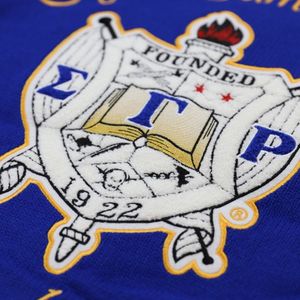 Maglione Sigma Gamma Rho SGRho Cardigan Royal Blue maglia con maniche a lettere greche Patch ricamata confraternita greca vita - Product Image 6