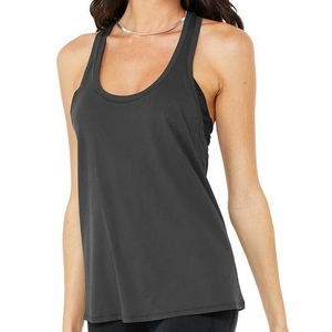 Camiseta sin mangas de entrenamiento de LICRA y poliéster personalizada para mujer, camiseta de Yoga de ajuste Regular con espalda cruzada, camiseta sin mangas para correr para gimnasio para mujer - Product Image 6