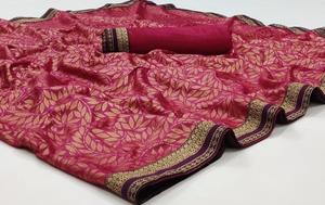 Nouveau luxe Banarsi doux soie Saree non cousu Blouse Viscose multicolore vêtement ethnique prix de gros - Product Image 6
