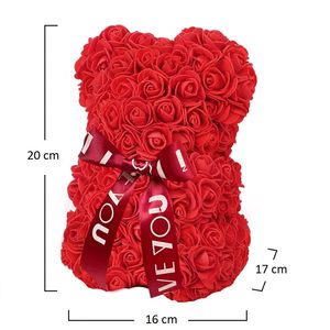 Rosa rossa LED orsacchiotto 16x17x20cm per san valentino anniversario e matrimonio luce-Up peluche con confezione regalo inclusa - Product Image 2