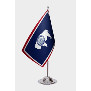 Drapeau fanion personnalisé 3x5 pieds pour le bureau de l'État du Wyoming, imprimé numériquement en coton, feutre, nylon, plastique, polyester ; mât de drapeau en aluminium - Product Image 1