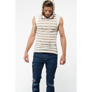 Hoodie sans manches slim fit pour homme, broderie 3D dorée, tailles XXS-5XL, motif uni avec fermeture éclair, tissu tricoté, sérigraphié - Product Image 1