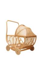 Roues en bois de poussette de landau de poupée de rotin faites à la main | Jouet de jeu Boho de couleur personnalisable pliable pour les enfants de 0 à 3 ans |