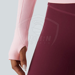 Haut de sport pour femme grande taille, design personnalisé, usage extérieur, manches longues, couleur unie, respirant, écologique, col rond - Product Image 6