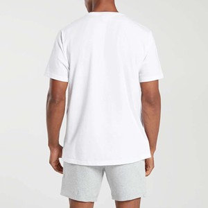 T-shirts de sport décontractés pour hommes grande taille de haute qualité, 100% coton tissé, ourlet incurvé, vêtements de sport de fitness, personnalisés - Product Image 6
