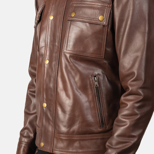 Chaqueta de Cuero Elegante para Hombre 2026, Chaqueta de Cuero Genuino Personalizada, Ropa Exterior Clásica de Motero, Moda Urbana, Chaqueta al por Mayor para Hombre - Product Image 6