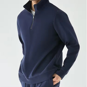 Jersey de 14 cremalleras para hombre, sudaderas lisas de lana en blanco personalizadas de 400Gsm, 100% algodón de gran tamaño para invierno - Product Image 2