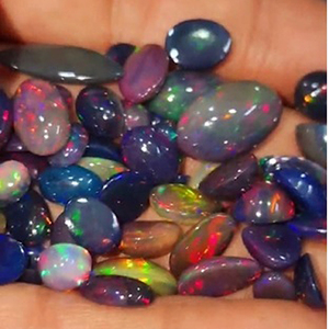 191 pièces d'opale noire éthiopienne naturelle 8mm -12mm cabochon de poire ovale 273 Cts Lot Iroc ventes qualité opale cabine de pierres précieuses US $192 - Product Image 3