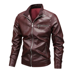 Wholesale 2025 Premium Quality Men Motorcycle <b>Genuine</b> <b>Leather</b> <b>Jacket</b> Winter Stand Collar Solid Windproof <b>Leather</b> Outwear - Product Image 6