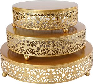 Soporte para servir pasteles de Metal con diseño en relieve de lujo Soporte para cupcakes de Metal de forma redondeada Soportes decorativos para servir pasteles hechos a mano - Product Image 6