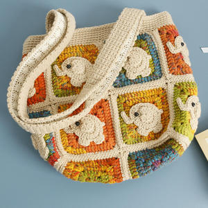 Sweet Cartoon Women's Hand-Woven <b>Elephant</b> Shoulder Bag with Fresh Crochet Zipper Design Other Crafts Product - Product Image 1