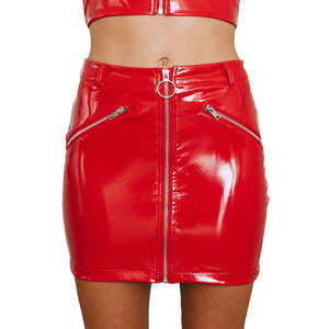 Mới đến của phụ nữ da chính hãng váy giản dị mini co giãn phong cách giả da tự nhiên vòng eo không dệt phương pháp dệt - Product Image 3