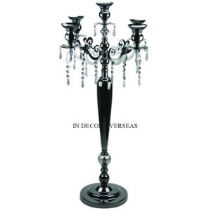 <b>Direct</b> Factory Supply Clear Crystal <b>Beaded</b> And Silver Shiny Polished Aluminum Casted Wedding Centerpiece Decoration Candelabra - Product Image 2