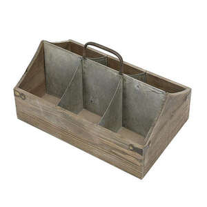 Ustensile de cuisine de luxe Caddy finition naturelle Double niveaux avec poignées noires Organisateur d'ustensiles de table de meilleure qualité - Product Image 2