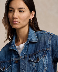 Chaqueta vaquera de mujer estilo camionero, manga larga, cuello vuelto, cierre de botones, azul lavado, algodón, estilo otoñal, corte corto - Product Image 4