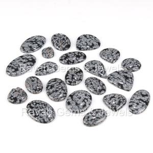หินควอตซ์ทรงหลวมเกล็ดหิมะออบซิเดียนเรียบธรรมชาติปรับเทียบได้สำหรับทำเครื่องประดับขายส่ง - Product Image 2
