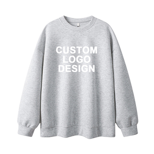 Sudadera con capucha de cuello redondo Unisex suelta de peso pesado estampado liso pulóver básico personalizado sublimado sudaderas de punto para hombres - Product Image 1