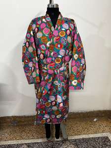 Collection de kimono imprimé bloc de main fantaisie filles portent des chiffons sur la bonne année articles faits à la main pour les femmes - Product Image 2