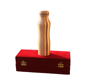 Bouteille d'eau sans joint en cuivre pur navire en cuivre étanche fait à la main pour cadeau de voyage emballé boîte en velours de couleur rouge - Product Image 1