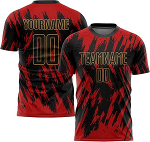 Maillot de football pour hommes en gros, 100% polyester, respirant, séchage rapide, léger, personnalisable avec numéro et logo, manches courtes - Product Image 4