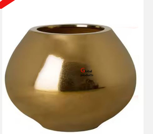 แจกันดอกไม้สแตนเลสทำจากโลหะสีทองสำหรับร้านอาหารของโรงแรมและบาร์ - Product Image 1