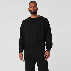 Unisex Black 100% Cotton <b>Fleece</b> Sweatshirt Custom Oversized Pullover Crewneck Tracksuit Warm Winter <b>Jumper</b> for Men Women - Product Image 1