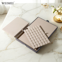 Caja de almacenamiento de piedras preciosas de microfibra de 48 ranuras WEIMEI, logotipo personalizado para piedra suelta de color Diamante, organizador de joyas, vitrina