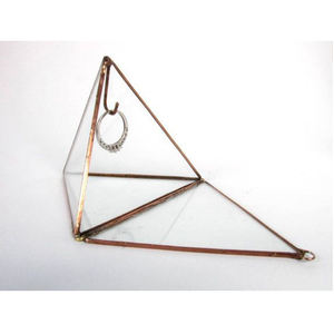 Terrario geométrico de cristal transparente con forma de diamante, borde de latón, acabado dorado, decoraciones de boda para el hogar, jardineras elegantes para joyería - Product Image 4