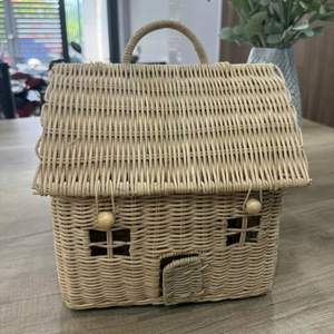 Paniers de rangement traditionnels en rotin marron du Vietnam avec matériau en rotin naturel Home Party Wedding Craft House Basket avec poignée - Product Image 1