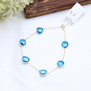 Pulsera de oro amarillo sólido de 18 quilates, Topacio Azul Natural, piedra preciosa, atractiva piedra natal, joyería curativa para mujer, regalo de fiesta de boda - Product Image 4