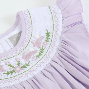 Robe en lin doux smocké faite à la main pour bébé filles Style décontracté pour le premier anniversaire de l'enfant en bas âge OEM Made in Vietnam - Product Image 6