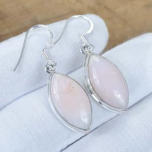 Boucles d'oreilles Welo en argent sterling 925 avec opale rose et pierre naturelle, bijoux faits à la main, cadeau d'anniversaire. - Product Image 5