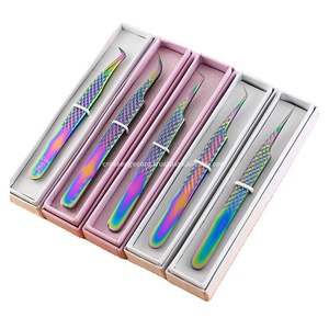 แหนบต่อขนตาหลายสีแบบใหม่แหนบปลายโค้งไฟเบอร์สำหรับต่อขนตาเพิ่มวอลลุ่มปรับแต่งได้ - Product Image 1