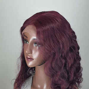 Peluca de cabello humano vietnamita 100% de alta calidad, hermoso Color burdeos oscuro, onda profunda, sin enredos, sin desprendimiento, precio al por mayor - Product Image 2