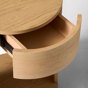 Table de chevet ronde Claremont en bois d'acajou de haute qualité avec 1 tiroir pour meubles de chambre - Product Image 3