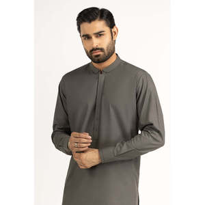Kurta gris pour homme, coupe classique, pour tenue de marié - Product Image 2